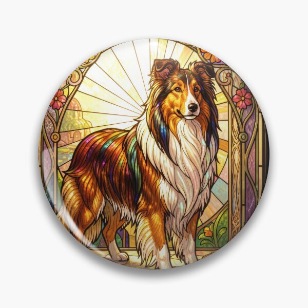 Item preview, Rough Collie Dog Stained Glass Art Nouveau  designed and sold by pinkal.