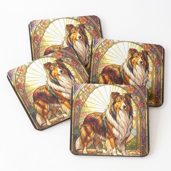 Item preview, Rough Collie Dog Stained Glass Art Nouveau  designed and sold by pinkal.
