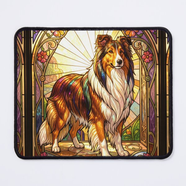 Item preview, Rough Collie Dog Stained Glass Art Nouveau designed and sold by pinkal.
