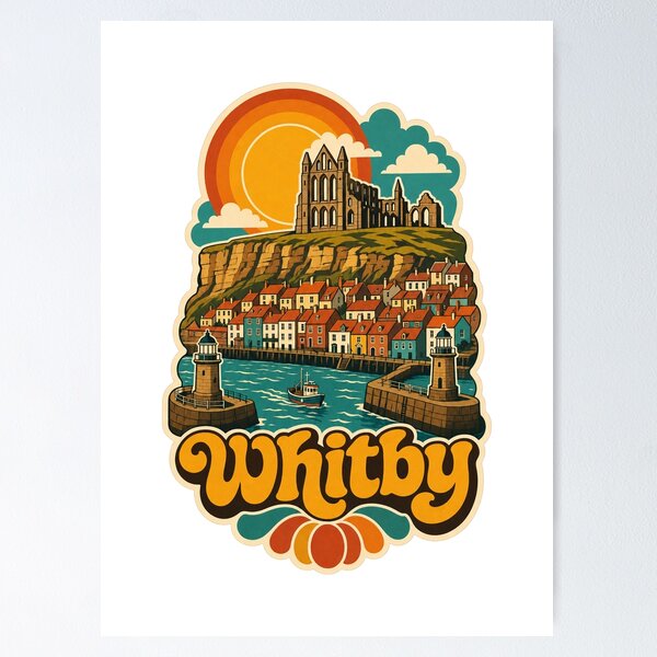 Item preview, Whitby England Travel Souvenir - Retro Illustration designed and sold by VisualArtsOasis.