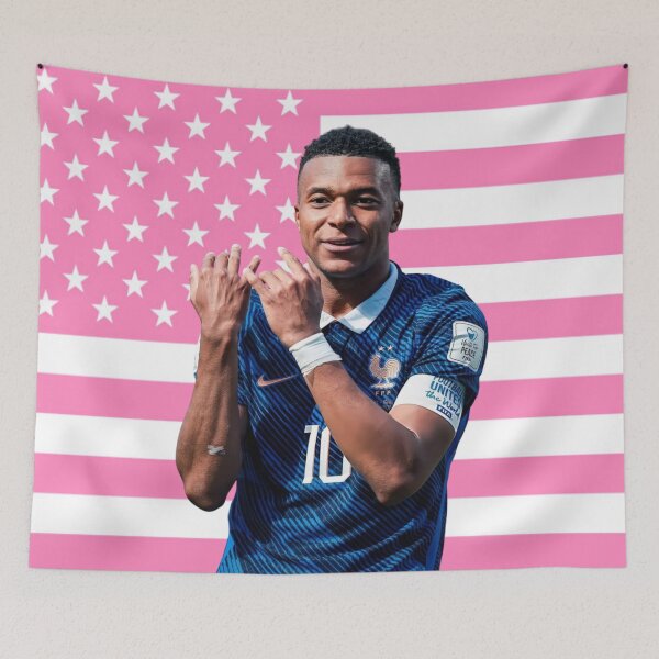 Item preview, Mbappe Fiddle Pink Flag designed and sold by thecollegetalk.