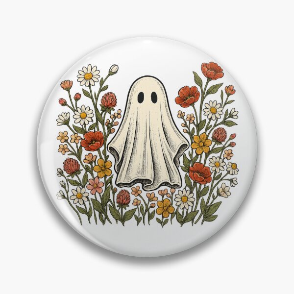 Item preview, Retro Ghost Surrounded By Wildflowers Vintage Floral designed and sold by Moizento.