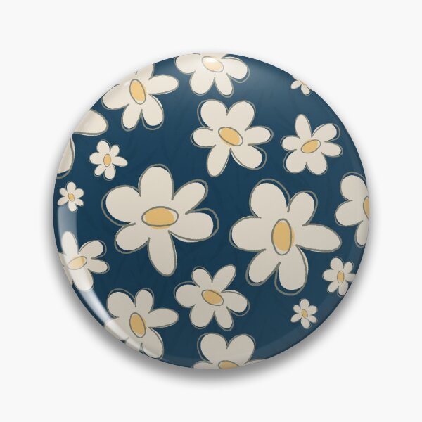 Item preview, Navy Cream Retro Daisy Garden designed and sold by MaddaMom.