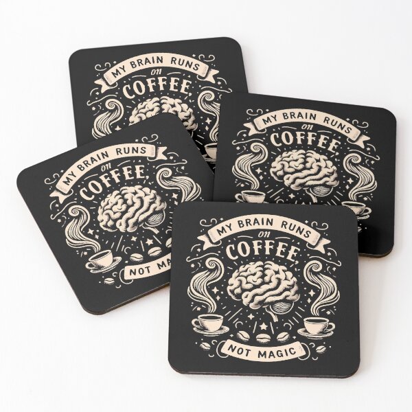 Item preview, My Brain Runs On Coffee Not Magic Vintage Retro Coffee Lover designed and sold by Scaryzz.