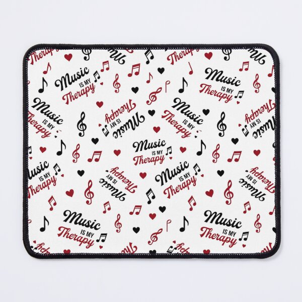 Item preview, Music Is My Therapy Seamless Pattern | Musical Notes, Hearts & Treble Clef Typography designed and sold by Joyfulfabric.