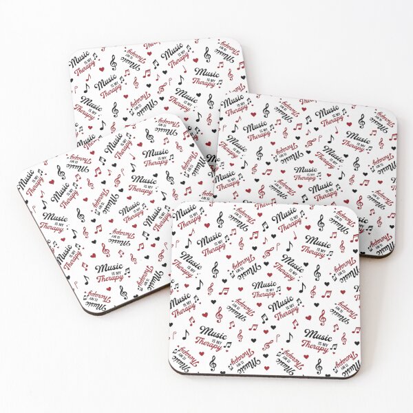Item preview, Music Is My Therapy Seamless Pattern | Musical Notes, Hearts & Treble Clef Typography designed and sold by Joyfulfabric.