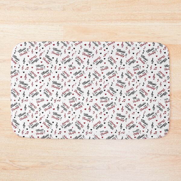 Item preview, Music Is My Therapy Seamless Pattern | Musical Notes, Hearts & Treble Clef Typography designed and sold by Joyfulfabric.