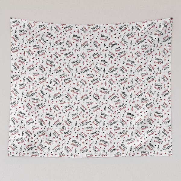 Item preview, Music Is My Therapy Seamless Pattern | Musical Notes, Hearts & Treble Clef Typography designed and sold by Joyfulfabric.