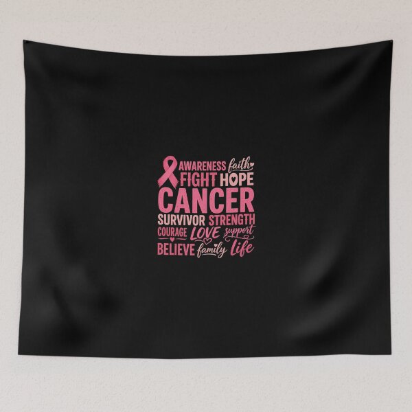 Item preview, Pink Ribbon Cancer Awareness Support Typographic Word Cloud for Women designed and sold by HamadaArtivio1.