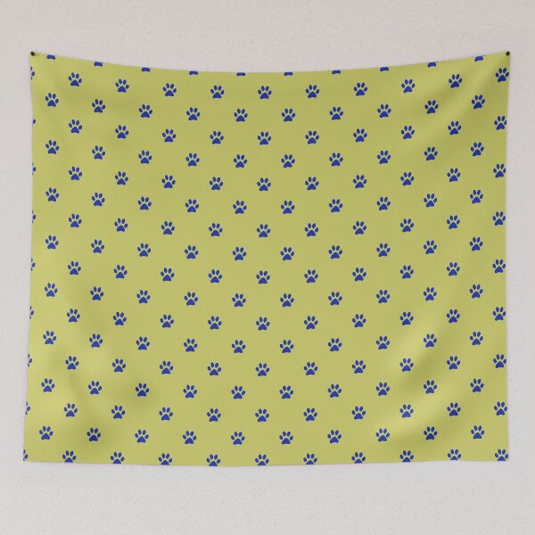 Item preview, Blue Paws Pattern | Mustard Yellow and Blue Paws Pet Lover Design | Animal Paw Prints | Chartreuse and Blue Dog Paw Art | Modern Pet Owner Gift | Vibrant Blue Paws Seamless designed and sold by VivaFy.