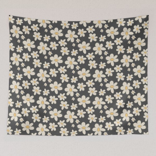 Item preview, Charcoal Cream Retro Daisy Garden designed and sold by MaddaMom.