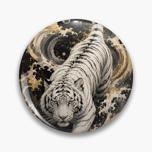 Item preview, White Tiger Moon Wave Relief Art | Embossed White Tiger Wall Decor | Majestic Wildlife Sculpture Style | Oriental Textured Artwork | Zen Nature Home Decor | Fantasy Tiger Art designed and sold by ManJiangHong.