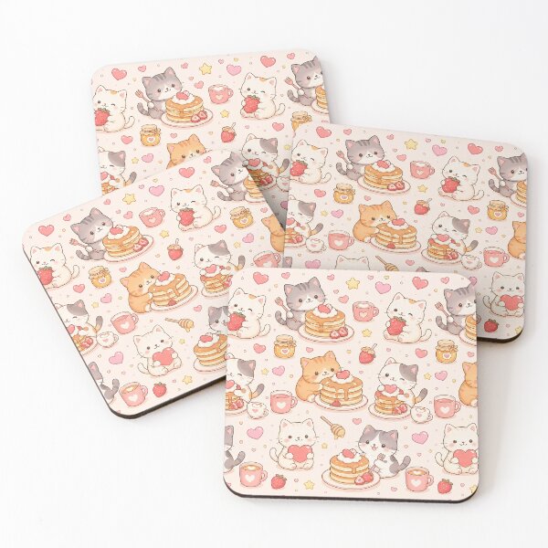 Item preview, Cozy Cat Love Pancake Pattern designed and sold by Soft Berry Studio.