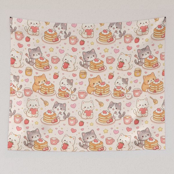 Item preview, Cozy Cat Love Pancake Pattern designed and sold by Soft Berry Studio.