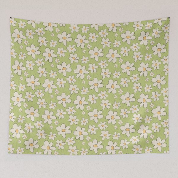 Item preview, Green and Cream Retro Daisy Garden designed and sold by MaddaMom.
