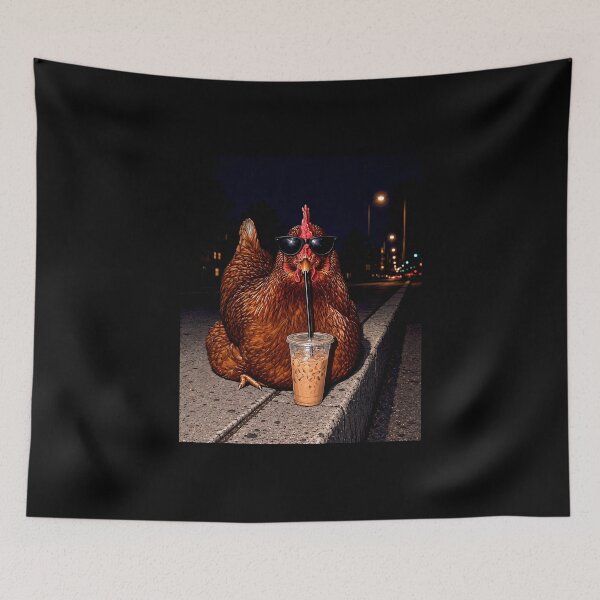 Item preview, Chicken Drinking Iced Coffee Shirt, Funny Animal Graphic Tee, Quirky Gift Idea, Sarcastic Humor Shirt, Trendy Novelty Design designed and sold by Abirtom.