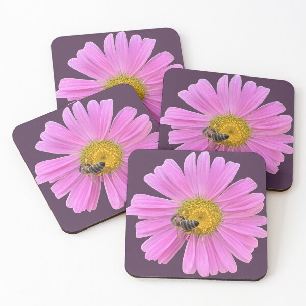 Item preview, Vibrant Pink Aster Flower with Honeybee Cutout designed and sold by BalkanBloom.