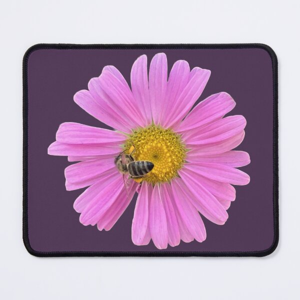 Item preview, Vibrant Pink Aster Flower with Honeybee Cutout designed and sold by BalkanBloom.