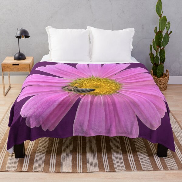 Item preview, Vibrant Pink Aster Flower with Honeybee Cutout designed and sold by BalkanBloom.