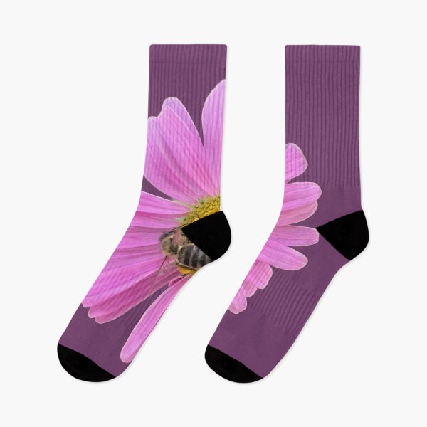 Item preview, Vibrant Pink Aster Flower with Honeybee Cutout designed and sold by BalkanBloom.
