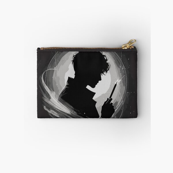 Item preview, Silhouette of a man holding a pencil against a glowing moon backdrop. Mysterious artist or writer vector illustration in dramatic monochrome style. designed and sold by YasminTaha.