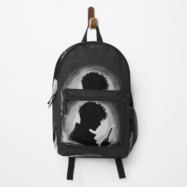 Item preview, Silhouette of a man holding a pencil against a glowing moon backdrop. Mysterious artist or writer vector illustration in dramatic monochrome style. designed and sold by YasminTaha.