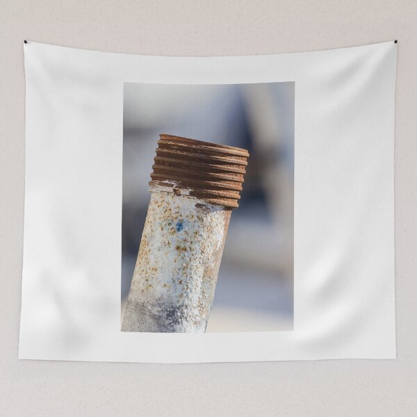 Item preview, Close-Up of a Rusted Metal Pipe Showing Corrosion Texture and Weathered Threads, Industrial Detail designed and sold by Nmallia.