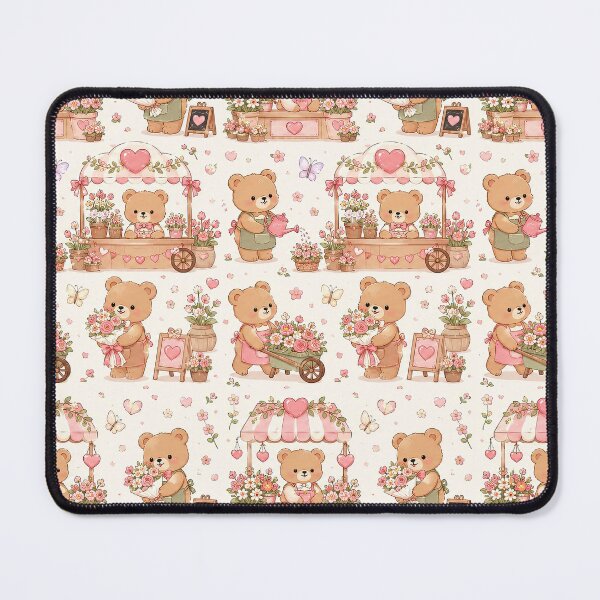 Item preview, Teddy Bear Heart Flower Shop Pattern designed and sold by Soft Berry Studio.