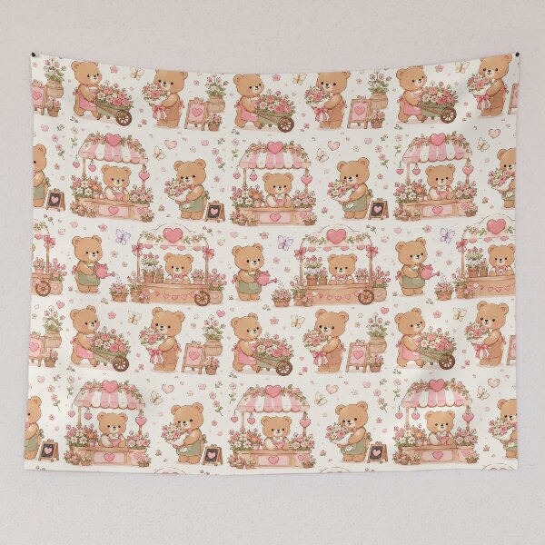 Item preview, Teddy Bear Heart Flower Shop Pattern designed and sold by Soft Berry Studio.