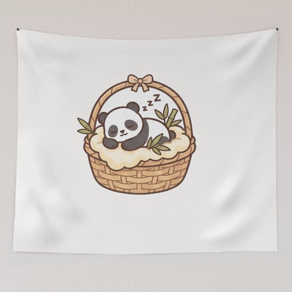 Item preview, Kawaii Sleepy Panda in the basket Art designed and sold by RADesignHub.