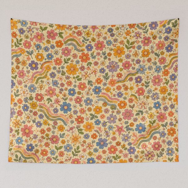Item preview, Groovy Tiny Wildflowers – Colorful 70s Floral Pattern designed and sold by MarekoraStudio.