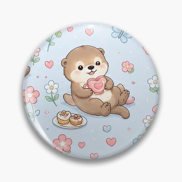 Item preview, Otter Heart Tea Party Pattern designed and sold by Soft Berry Studio.