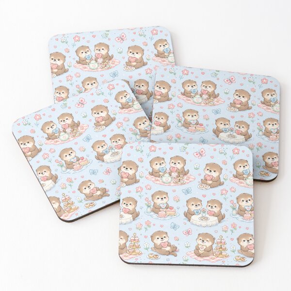 Item preview, Otter Heart Tea Party Pattern designed and sold by Soft Berry Studio.