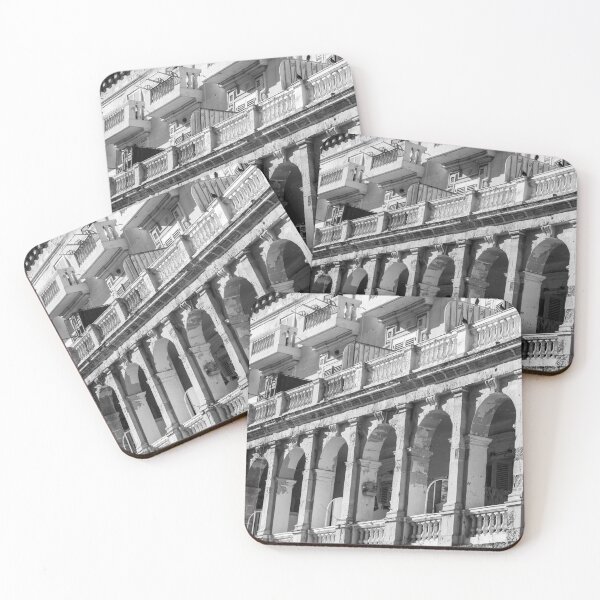 Item preview, Historic Stone Facade With Arched Balconies and Weathered Columns on Colonial Building designed and sold by Nmallia.