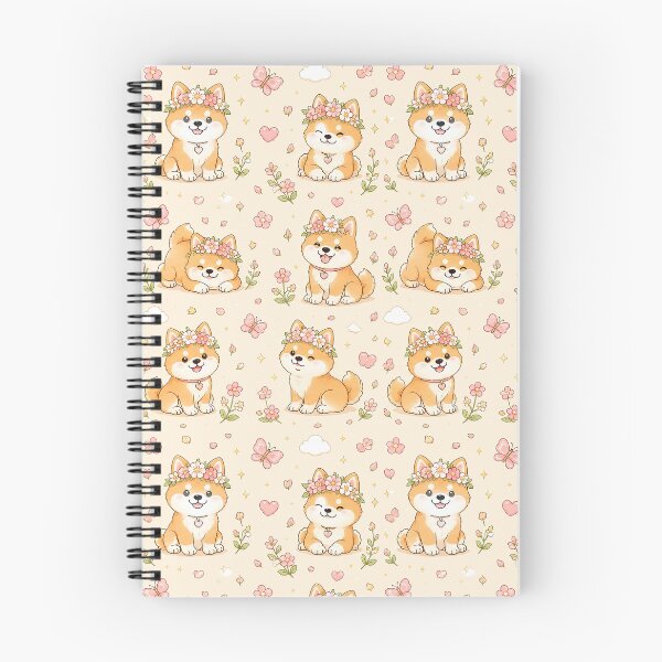 Item preview, Shiba Inu Heart Flower Crown Pattern designed and sold by Soft Berry Studio.