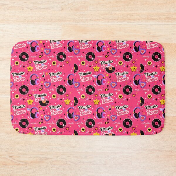 Item preview, Cute Music Is Love Pattern | Pink Headphones, Vinyl Records & Kawaii Music Design designed and sold by Joyfulfabric.