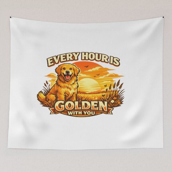 Item preview, Every Hour Is Golden With You – Golden Retriever Sunset Field Design, Golden Hour Pun Shirt designed and sold by Sahil Randhawa.