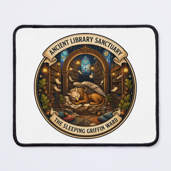 Item preview, The Sleeping Griffin Ward | Ancient Library Sanctuary | Fantasy Griffin | Magical Library | Book Lover Gift designed and sold by MrDev.