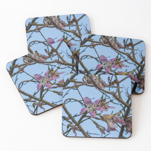 Item preview, Pink Blossoms on Bare Tree Branches Against Clear Blue Sky in Early Spring Morning designed and sold by Nmallia.