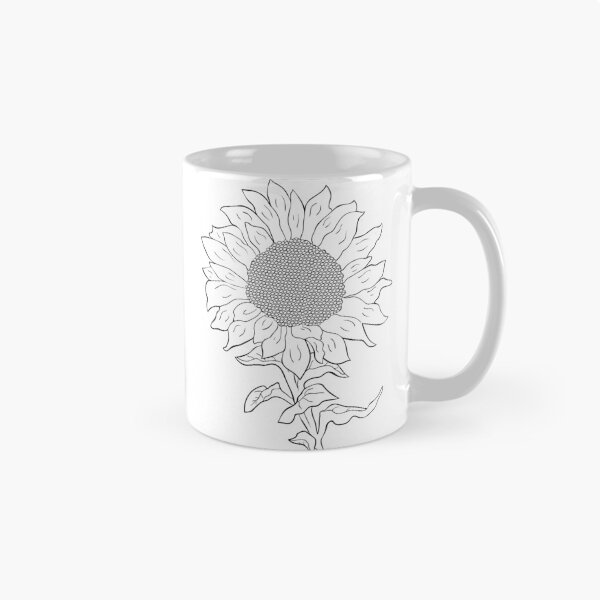 Item preview, Sunflower Line Art Drawing designed and sold by OrPolly.