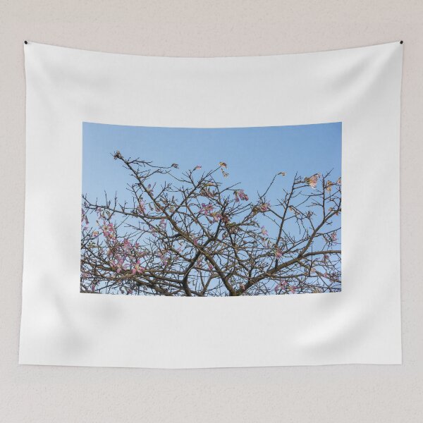 Item preview, Pink Blossom Tree Branches Against Clear Blue Sky In Early Spring Morning designed and sold by Nmallia.