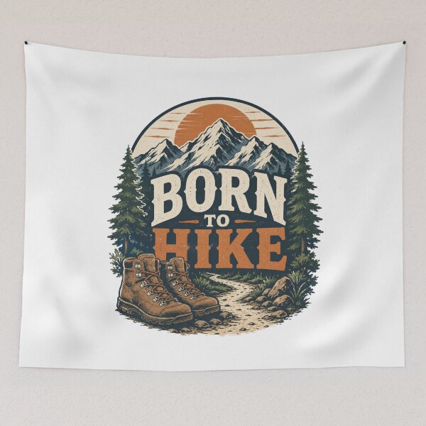 Artikelvorschau, Born To Hike Vintage Mountain Design entworfen und verkauft von TSshirtShoppe.