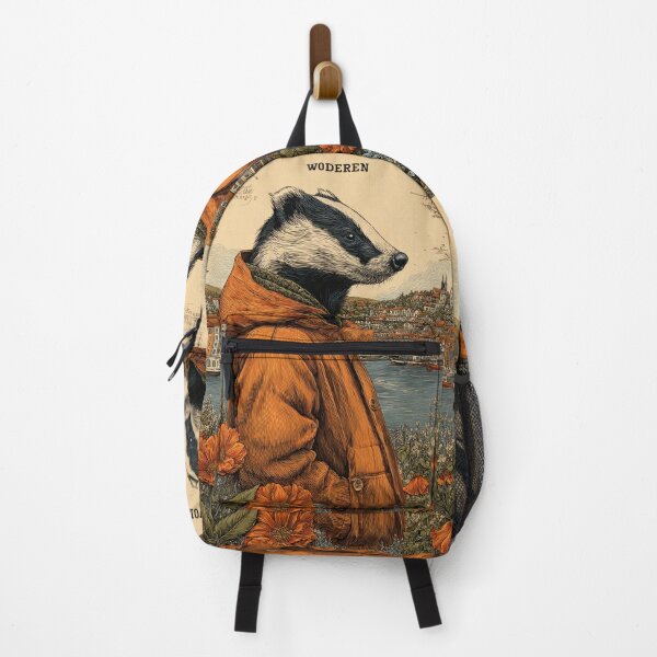 Item preview, Traveling Badger Among Flowers and European Harbor designed and sold by CoffeeinBloom.