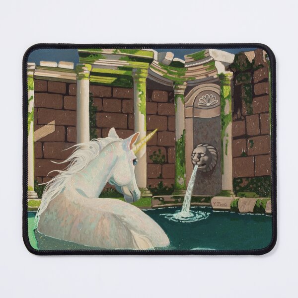 Item preview, Unicorn bathhouse fantasy oil painting designed and sold by Yue Zeng Art Studio.