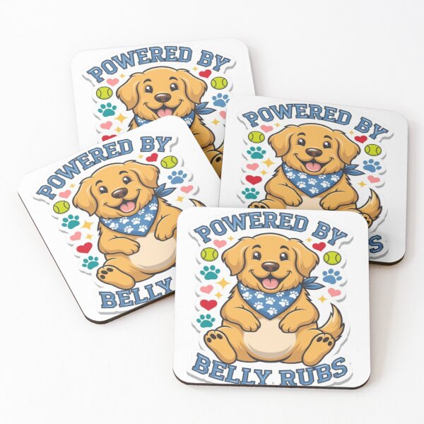 Item preview, Powered By Belly Rubs Funny Golden Retriever Dog Lover Gift designed and sold by ClaussShop.