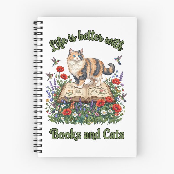 Item preview, Life Is Better With Books And Cats Calico Floral designed and sold by TeeARTHY.