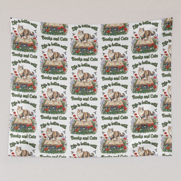 Item preview, Life Is Better With Books And Cats Calico Floral designed and sold by TeeARTHY.
