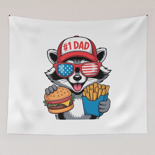 Item preview, Number One Dad Raccoon Burger Fries Patriotic designed and sold by Outlet Raloel.