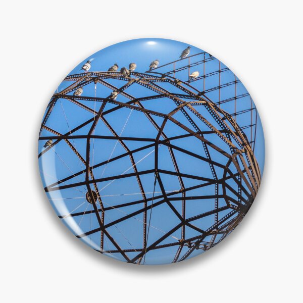 Item preview, Rusty Geometric Metal Sculpture With Perched Birds Against Clear Blue Sky, Urban Art designed and sold by Nmallia.