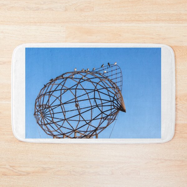 Item preview, Rusty Geometric Metal Sculpture With Perched Birds Against Clear Blue Sky, Urban Art designed and sold by Nmallia.
